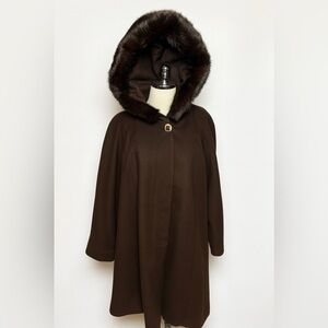 Vintage John Weitz Wool Jacket with Real Rabbit Fur Trim Size 12